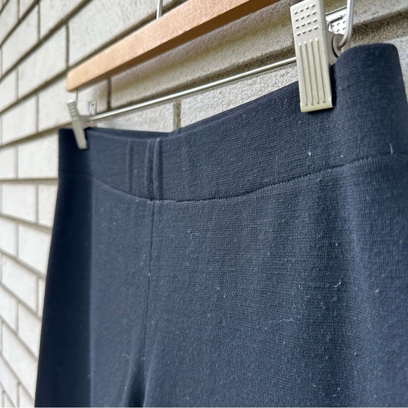 Eileen Fisher Black Knit Wool Blend Elastic Waist Crop Wide Leg Pants - Picture 3 of 9